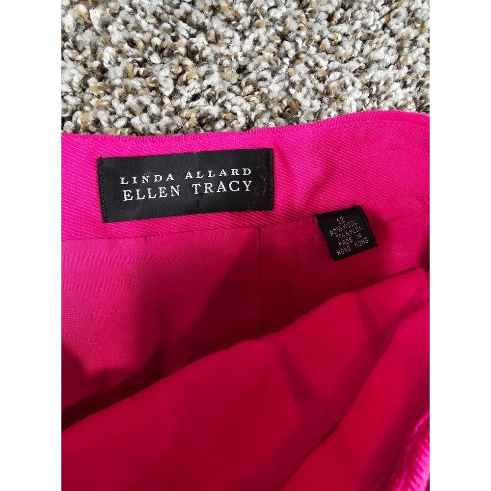 Linda Allard by Ellen Tracy Womens 12 Midi Wool Blend Pencil Skirt Bright Pink - Picture 2 of 3